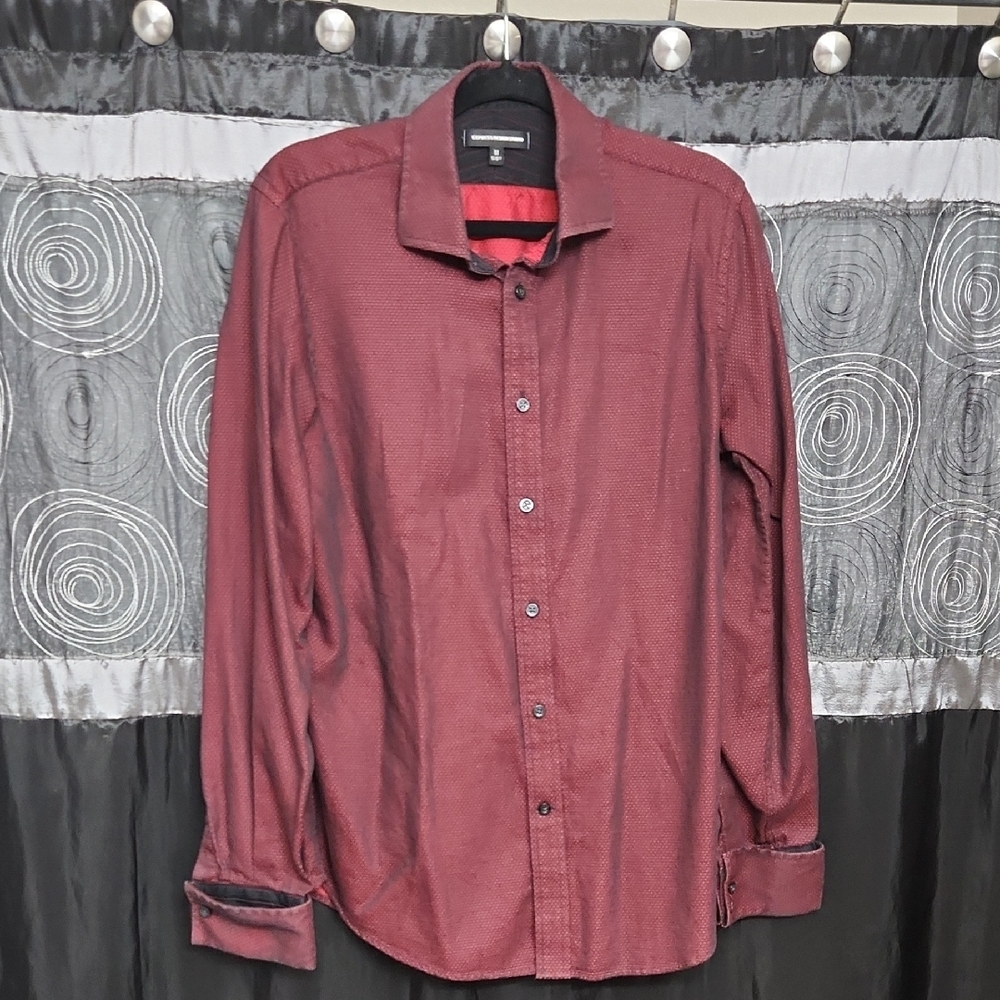 Express Men's Maroon Casual Button Down Shirt